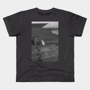The Seven Sisters Cliffs, East Sussex (BW) Kids T-Shirt